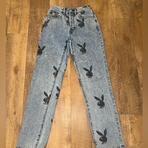 PLAYBOY By Pacsun Denim Jeans with Black Bunny Design